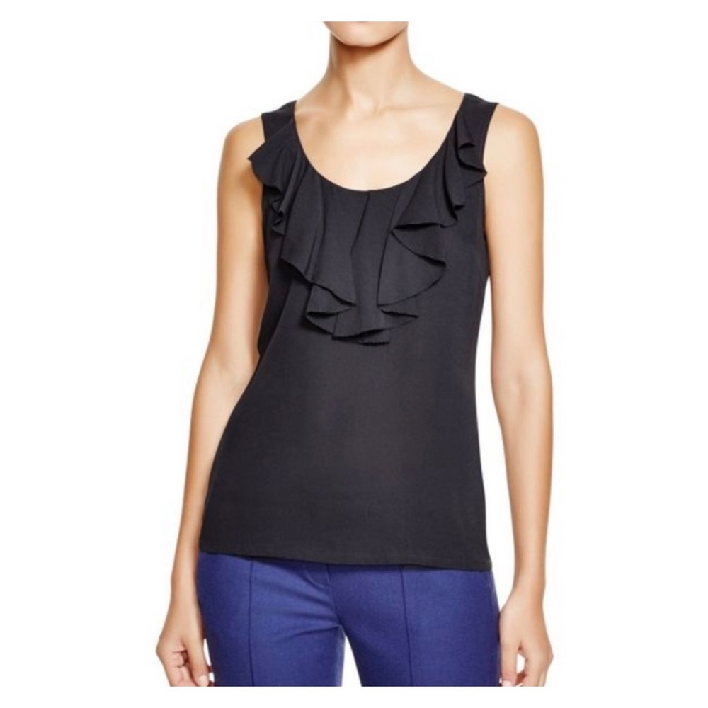 Tory Burch Silk Sleeveless Ruffle Top Blue Sz 2